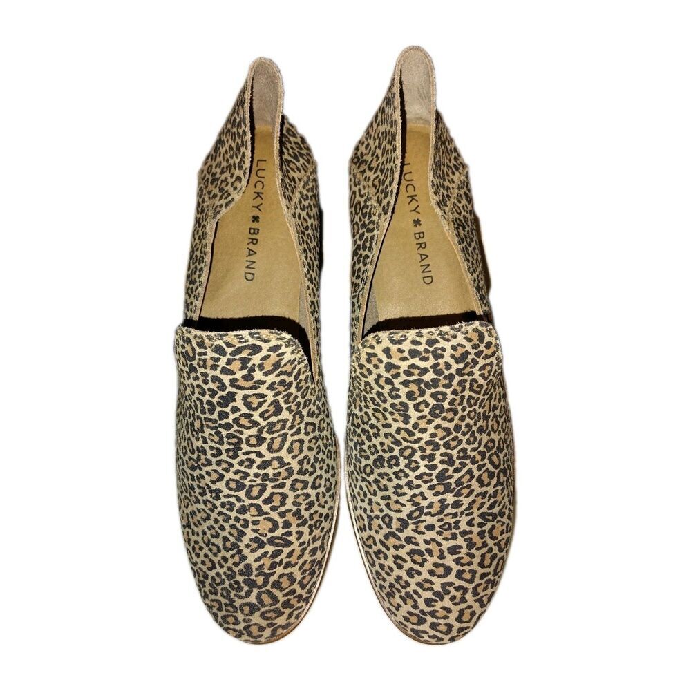 Lucky Brand Cahill  Leopard Print Leather Flats Loafers Shoes Women’s Size 8M